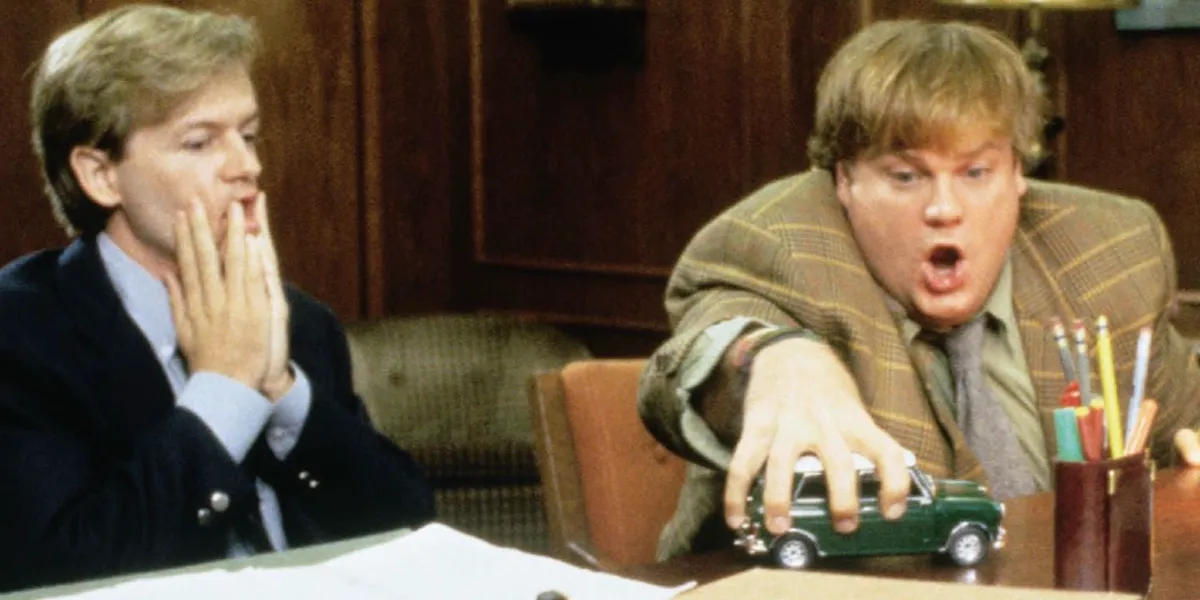 Richard (David Spade) and Tommy (Chris Farley) Playing with a Toy Car in Tommy Boy