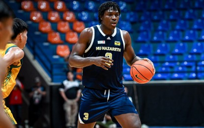 <p><strong>LEADER.</strong> Collins Akowe of National University-Nazareth School leads the Most Valuable Players race in the first round of the UAAP Season 87 boys' basketball tournament. He has 108.143 statistical points. <em>(UAAP photo)</em></p>