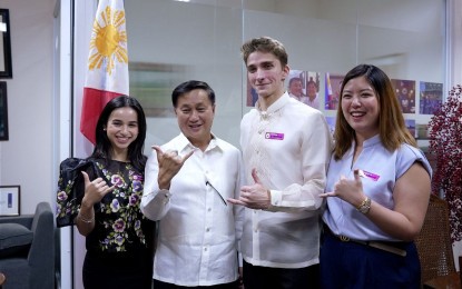 <p style="text-align: left;"><strong>FOR PH FIGURE SKATING.</strong> Senator Francis Tolentino (2nd from left) with world-class figure skaters Isabella Gamez (left) and Aleksandr Korovin (3rd from left), and Philippine Skating Union President Nikki Cheng (right) pose for a photo after the Senate approved House Bill No. 10048 or the measure naturalizing the Russian figure skater as a Filipino citizen on November 26, 2024. Tolentino on Monday (Dec. 23) said President Ferdinand R. Marcos Jr.’s signing of the law granting Filipino citizenship to Korovin is a big boost to the country’s hopes in the Winter Olympics. <em>(Photo courtesy of Tolentino’s office)</em></p>