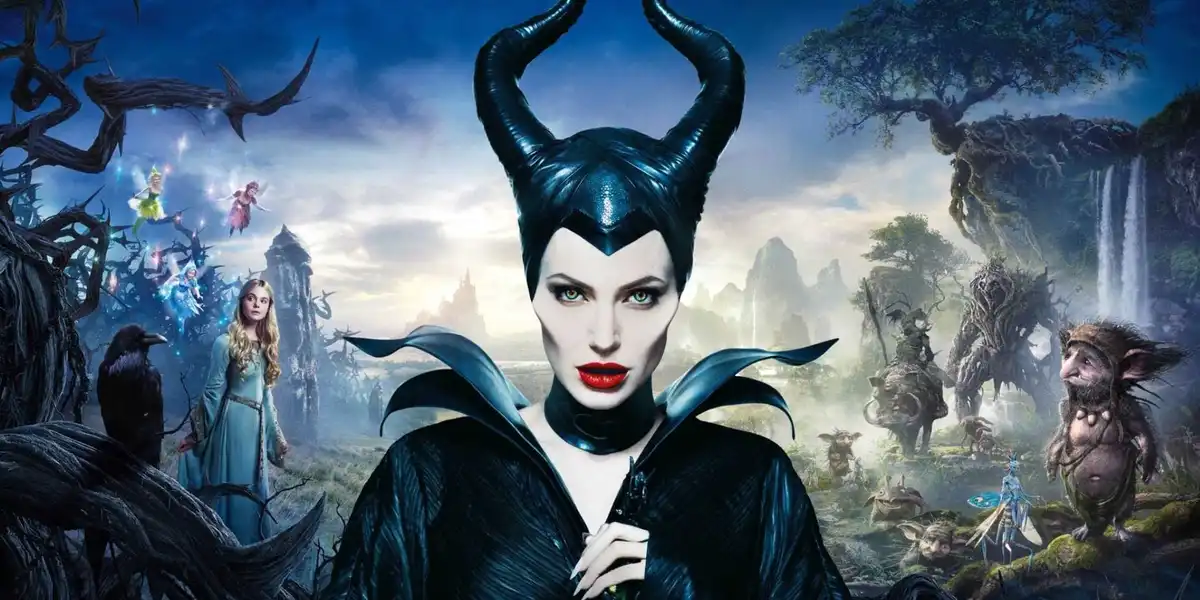 Angelina Jolie as Maleficent posing on the poster for Maleficent 2014