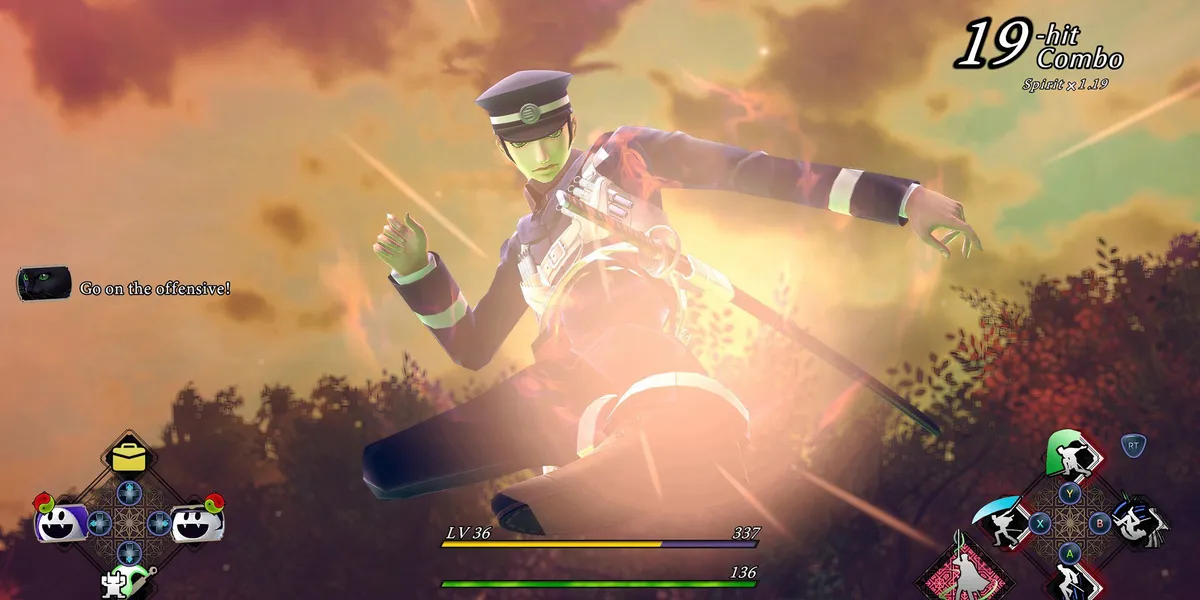 Raidou unleashing a 19-hit combo in Raidou Remastered.