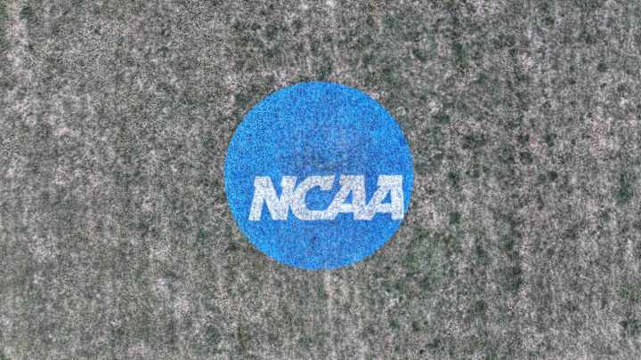 Nov 17, 2023; Charlottesville, VA, USA; The NCAA logo at the NCAA cross country championships. Nov 17, 2023; Charlottesville, VA, USA; The NCAA logo at the NCAA cross country championships.