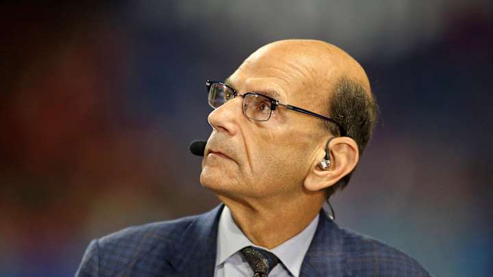 Dec 31, 2022; Atlanta, Georgia, USA; SEC network host Paul Finebaum looks on before the 2022 Peach Dec 31, 2022; Atlanta, Georgia, USA; SEC network host Paul Finebaum looks on before the 2022 Peach