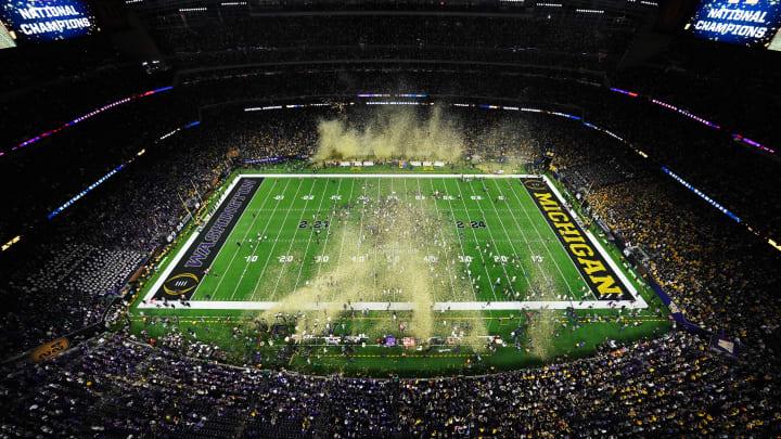 Jan 8, 2024; Houston, TX, USA; A general view after the Michigan Wolverines defeated the Washington in the National Championship of the College Football Playoff. Jan 8, 2024; Houston, TX, USA; A general view after the Michigan Wolverines defeated the Washington in the National Championship of the College Football Playoff.