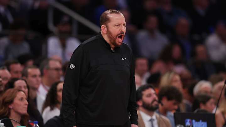 May 21, 2025; New York, New York, USA; New York Knicks head coach Tom Thibodeau looks on in the third quarter against the Indiana Pacers during game one of the eastern conference finals for the 2025 NBA Playoffs at Madison Square Garden. Mandatory Credit: Brad Penner-Imagn Images May 21, 2025; New York, New York, USA; New York Knicks head coach Tom Thibodeau looks on in the third quarter against the Indiana Pacers during game one of the eastern conference finals for the 2025 NBA Playoffs at Madison Square Garden. Mandatory Credit: Brad Penner-Imagn Images