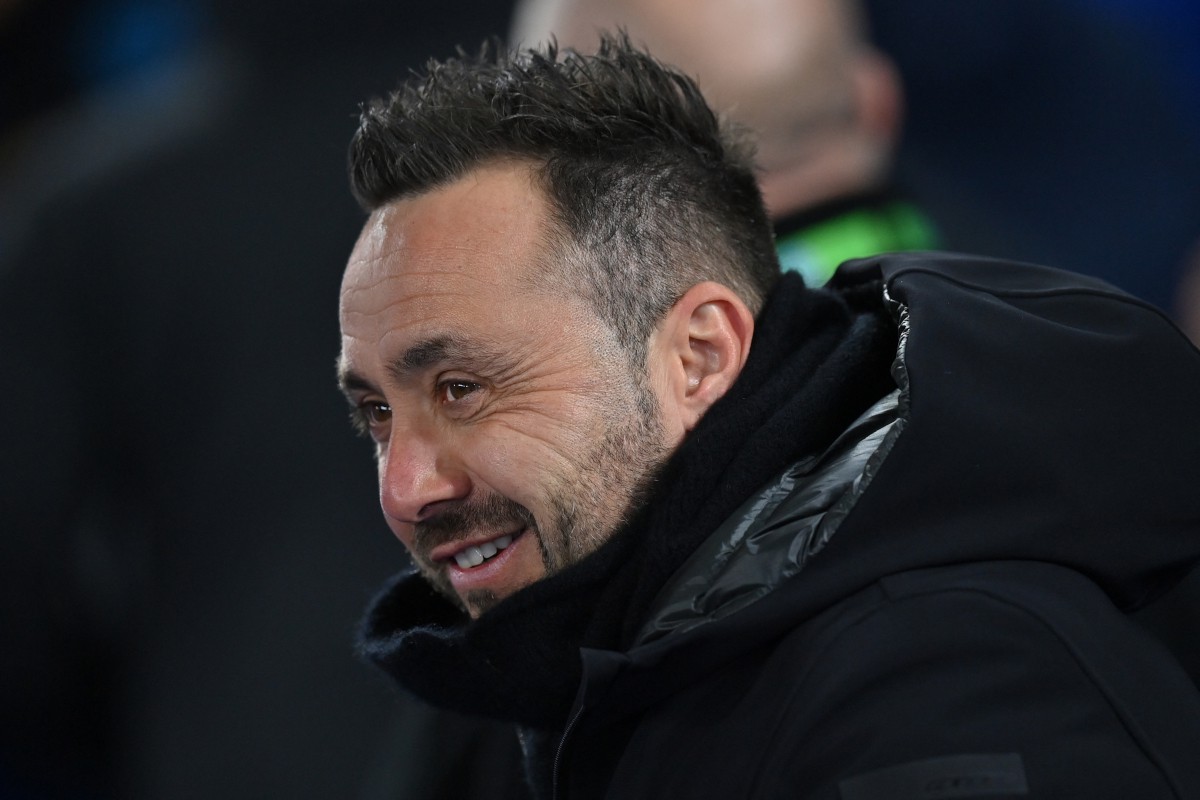 Brighton's Italian head coach Roberto De Zerbi takes his seat ahead of kick-off in the English Premier League football match between Brighton and Hove Albion and Wolverhampton Wanderers at the American Express Community Stadium in Brighton, southern England on January 22, 2024. (Photo by Glyn KIRK / AFP) / RESTRICTED TO EDITORIAL USE. No use with unauthorized audio, video, data, fixture lists, club/league logos or 'live' services. Online in-match use limited to 120 images. An additional 40 images may be used in extra time. No video emulation. Social media in-match use limited to 120 images. An additional 40 images may be used in extra time. No use in betting publications, games or single club/league/player publications. / (Photo by GLYN KIRK/AFP via Getty Images)