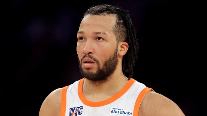 Apr 11, 2025; New York, New York, USA; New York Knicks guard Jalen Brunson (11) reacts during the fourth quarter against the Cleveland Cavaliers at Madison Square Garden. Mandatory Credit: Brad Penner-Imagn Images Apr 11, 2025; New York, New York, USA; New York Knicks guard Jalen Brunson (11) reacts during the fourth quarter against the Cleveland Cavaliers at Madison Square Garden. Mandatory Credit: Brad Penner-Imagn Images