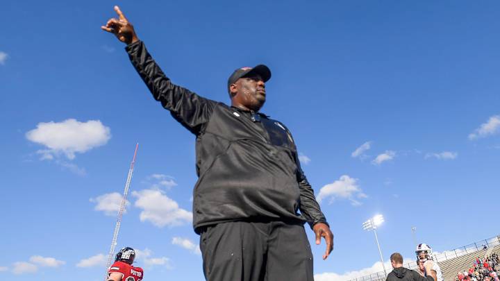 Northern Illinois Huskies head coach Thomas Hammock after defeating the Arkansas State Red Wolves in the Camellia Bowl at Cramton Bowl in Montgomery, Ala., on Saturday, December 23, 2023. Northern Illinois Huskies head coach Thomas Hammock after defeating the Arkansas State Red Wolves in the Camellia Bowl at Cramton Bowl in Montgomery, Ala., on Saturday, December 23, 2023.