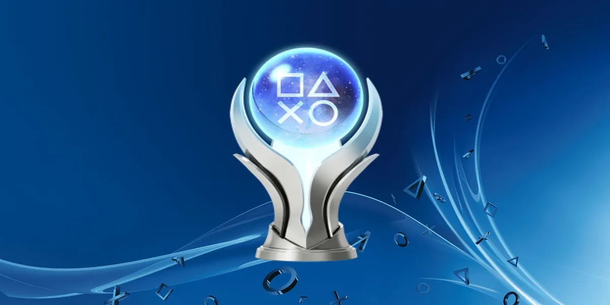 PlayStation's platinum trophy icon sits above a blue background.