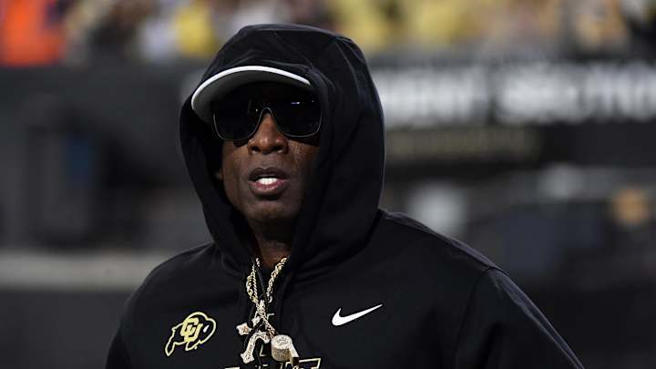 Oct 12, 2024; Boulder, Colorado, USA; Colorado Buffaloes head coach Deion Sanders runs on the field before the game against the Kansas State Wildcats at Folsom Field. Mandatory Credit: Christopher Hanewinckel-Imagn Images Oct 12, 2024; Boulder, Colorado, USA; Colorado Buffaloes head coach Deion Sanders runs on the field before the game against the Kansas State Wildcats at Folsom Field. Mandatory Credit: Christopher Hanewinckel-Imagn Images