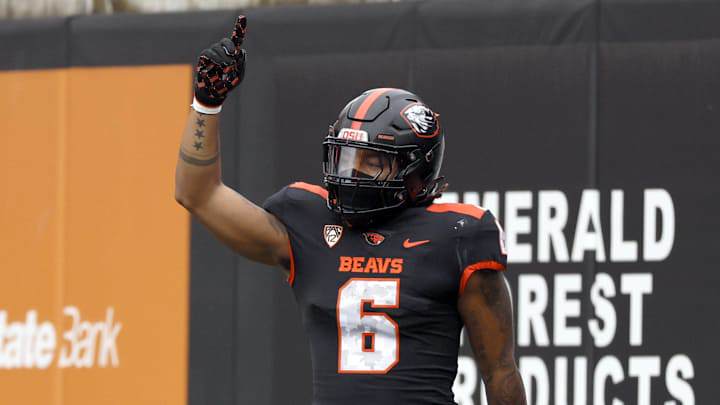Nov 11, 2023; Corvallis, Oregon, USA; Oregon State Beavers running back Damien Martinez (6) Nov 11, 2023; Corvallis, Oregon, USA; Oregon State Beavers running back Damien Martinez (6)