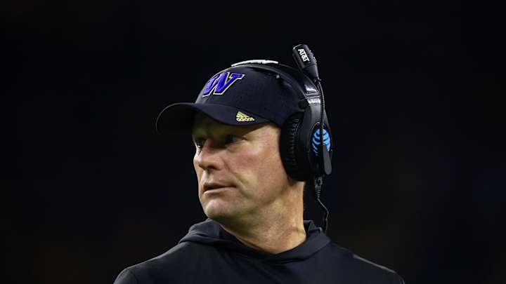 Jan 8, 2024; Houston, TX, USA; Washington Huskies head coach Kalen DeBoer against the Michigan Jan 8, 2024; Houston, TX, USA; Washington Huskies head coach Kalen DeBoer against the Michigan