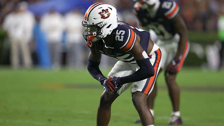 Sep 14, 2024; Auburn, Alabama, USA; Auburn Tigers cornerback Champ Anthony (25) during the game against the New Mexico Lobos at Jordan-Hare Stadium. Mandatory Credit: John Reed-Imagn Images Sep 14, 2024; Auburn, Alabama, USA; Auburn Tigers cornerback Champ Anthony (25) during the game against the New Mexico Lobos at Jordan-Hare Stadium. Mandatory Credit: John Reed-Imagn Images