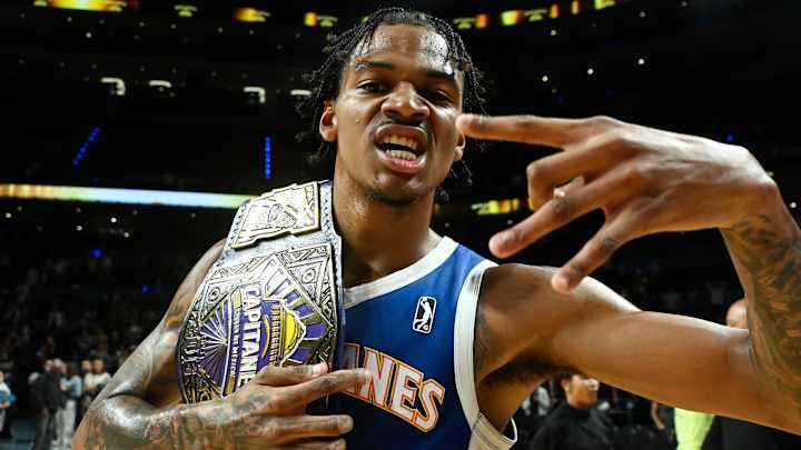 Capitanes Guard Dink Pate #1 celebrating after the NBA G... Capitanes Guard Dink Pate #1 celebrating after the NBA G...