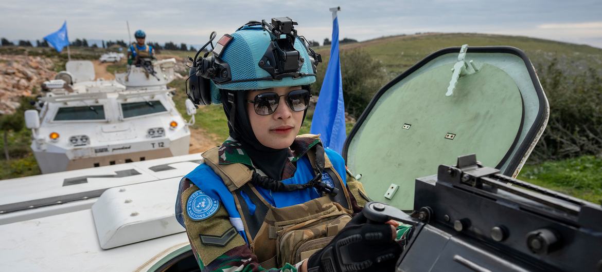 UN peacekeepers patrol the Blue Line in El Odeisse in south Lebanon in 2023. (file)