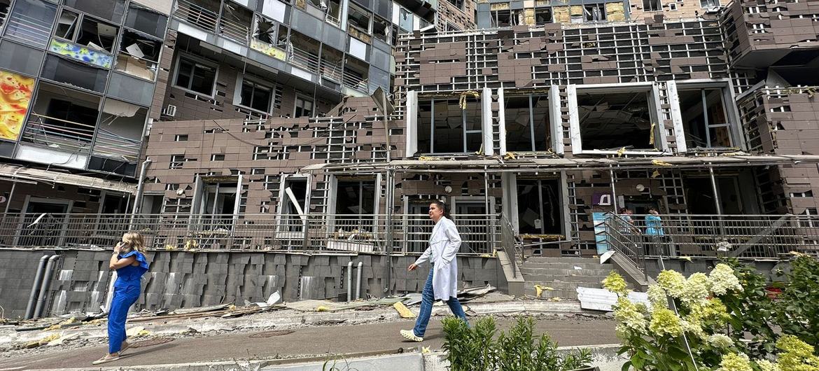 Damage caused by the morning missile attack in Ukraine’s capital, Kyiv, when a children’s hospital was hit. Damage caused by the morning missile attack in Ukraine’s capital, Kyiv, when a children’s hospital was hit.