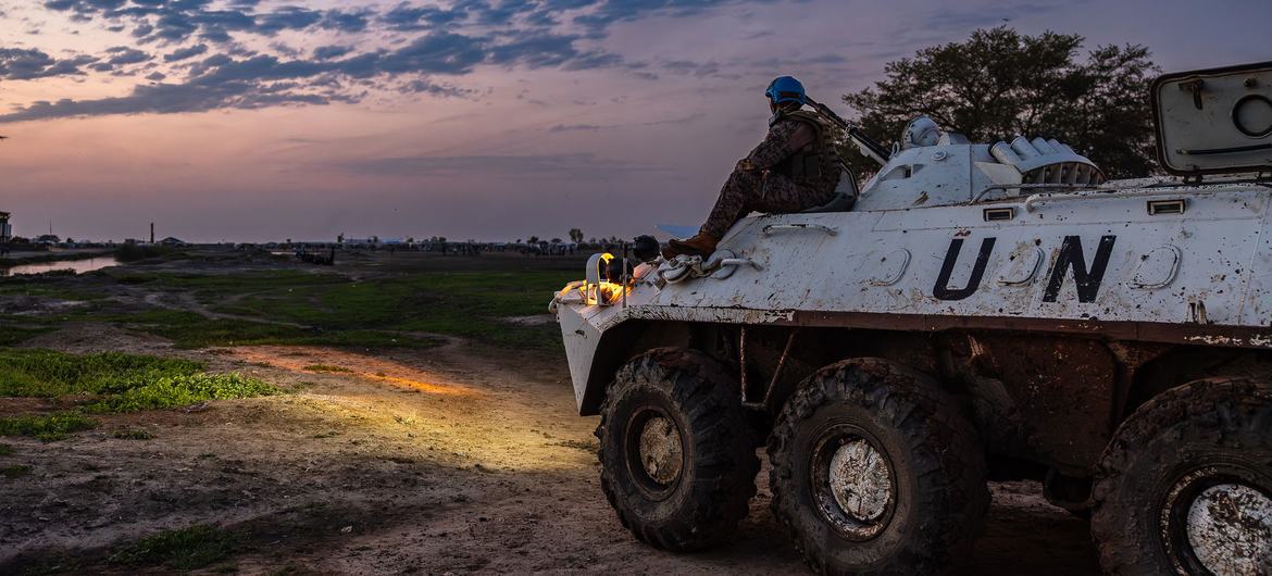 UN peacekeepers on patrol in rural South Sudan. UN peacekeepers on patrol in rural South Sudan.