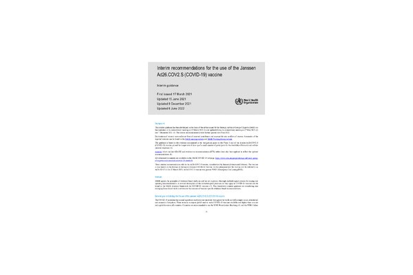 Interim recommendations for the use of the Janssen Ad26.COV2.S (COVID-19) vaccine