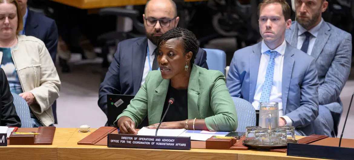Edem Wosornu, Director of the Operations at OCHA, briefs UN Security Council members on the situation Syria. Edem Wosornu, Director of the Operations at OCHA, briefs UN Security Council members on the situation Syria.