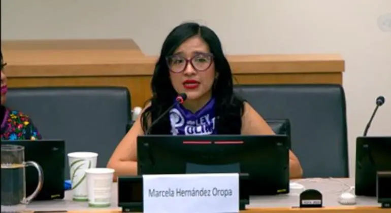 Marcela Hernández, Co-Founder of the Latinamerican network of Digital Defenders at UN HQ (March 2025)