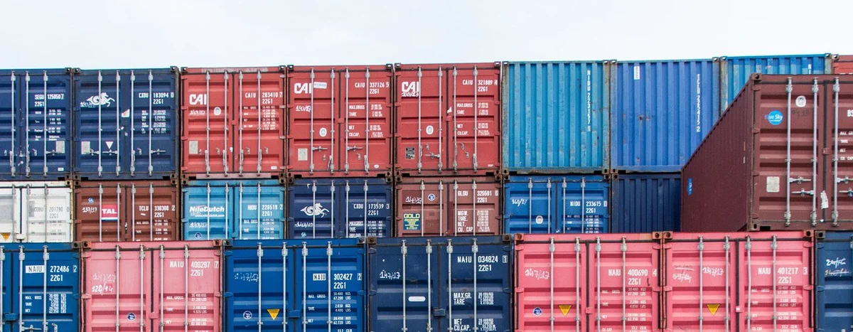 Shipping containers at a port in the Democratic Republic of São Tomé and Príncipe.