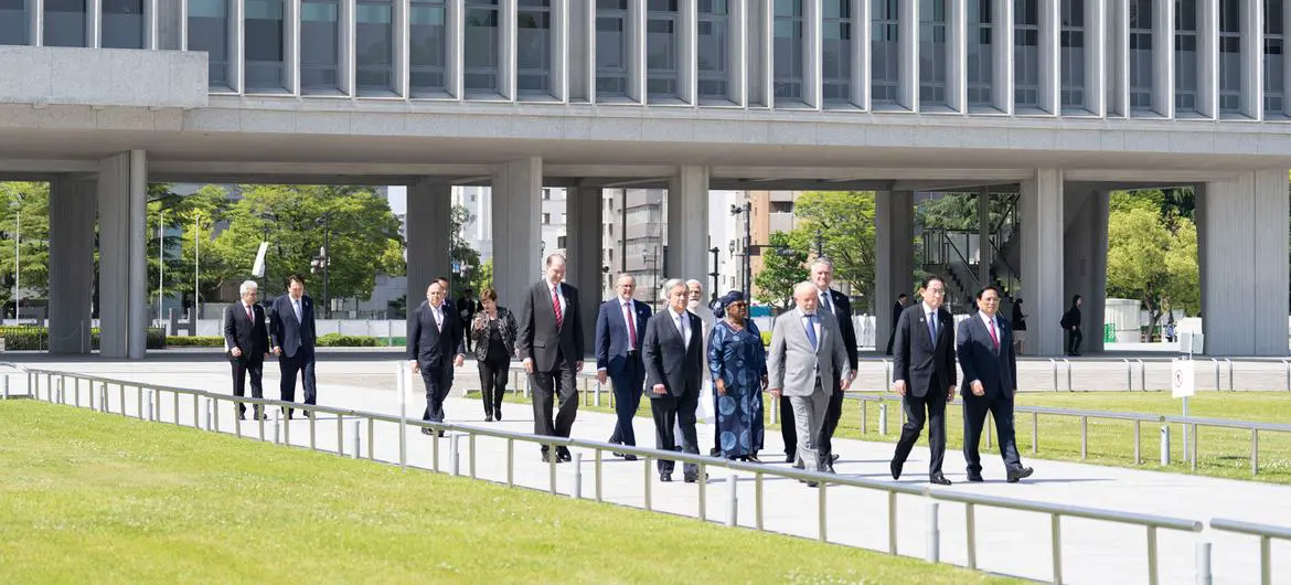 Secretary-General António Guterres joins world leaders paying respects at the Hiroshima Peace Memorial.