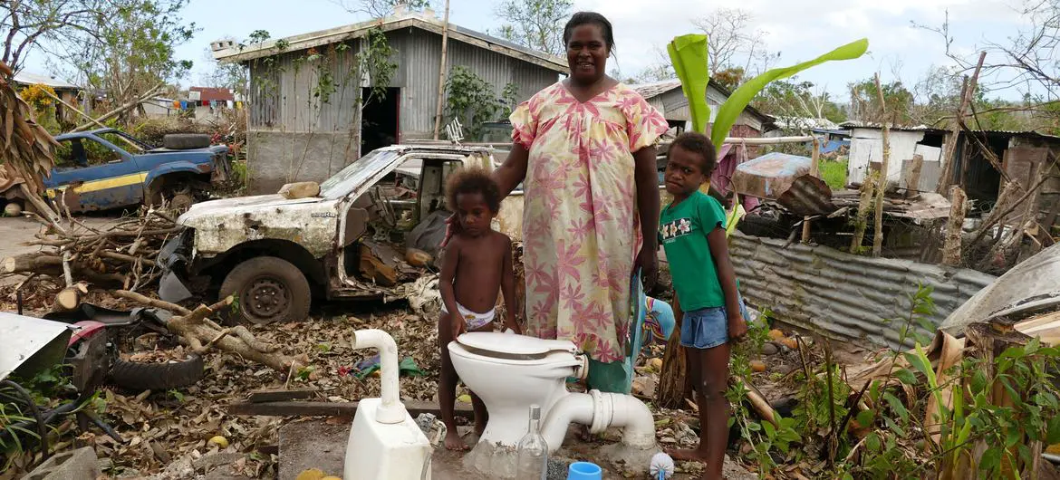 Vanuatu often experiences destructive extreme weather, such as typhoons, which are being exacerbated by climate change. Vanuatu often experiences destructive extreme weather, such as typhoons, which are being exacerbated by climate change.