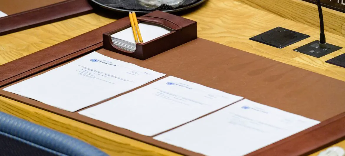 A view of documents outlining the agendas for three Security Council meetings. (file) A view of documents outlining the agendas for three Security Council meetings. (file)
