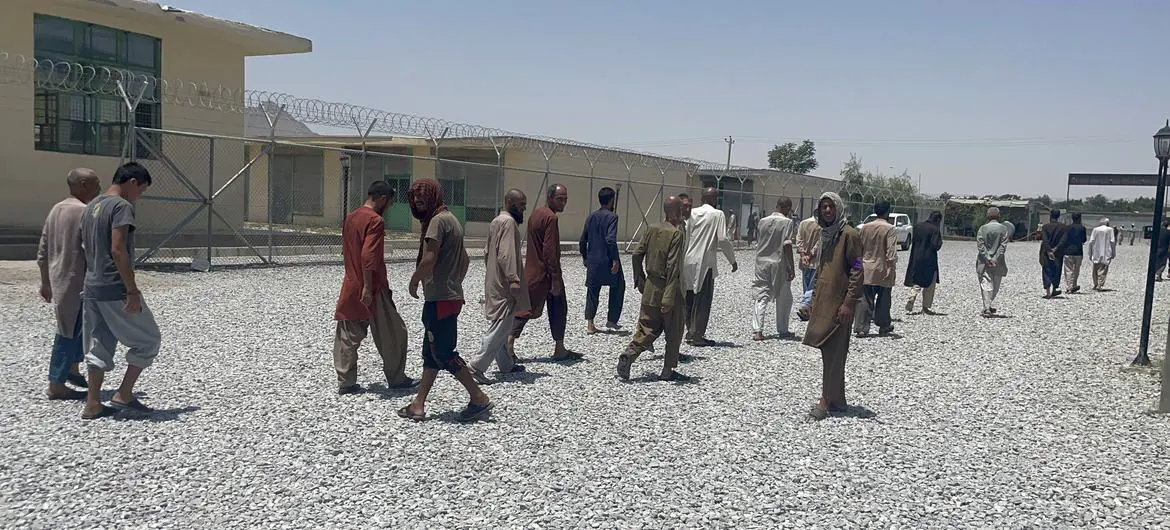 Men walking in the Taliban-run Agoosh drug treatment centre in the Afghan capital Kabul. Men walking in the Taliban-run Agoosh drug treatment centre in the Afghan capital Kabul.