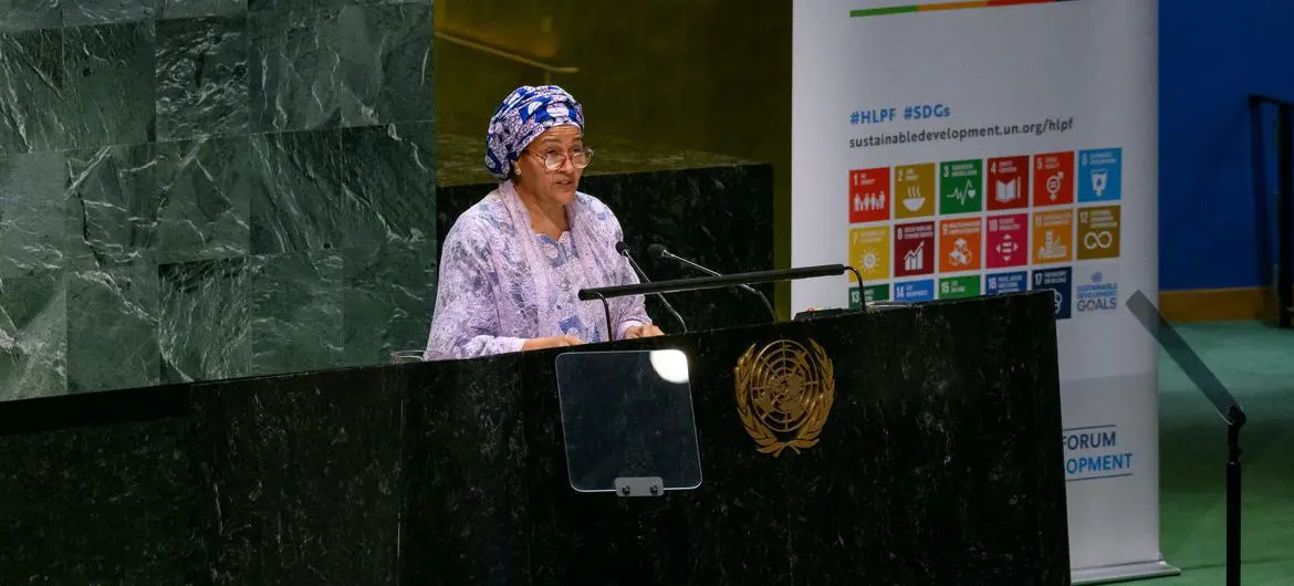 UN Deputy Secretary-General Amina Mohammed addresses the opening of the High-level Political Forum 2024.