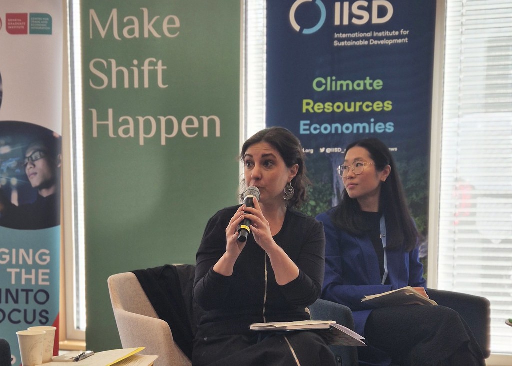 Özge Aydogan (with mic), Director of UN Geneva’s Beyond Lab with Bingying Lou, Senior Policy Advisor. Özge Aydogan (with mic), Director of UN Geneva’s Beyond Lab with Bingying Lou, Senior Policy Advisor.