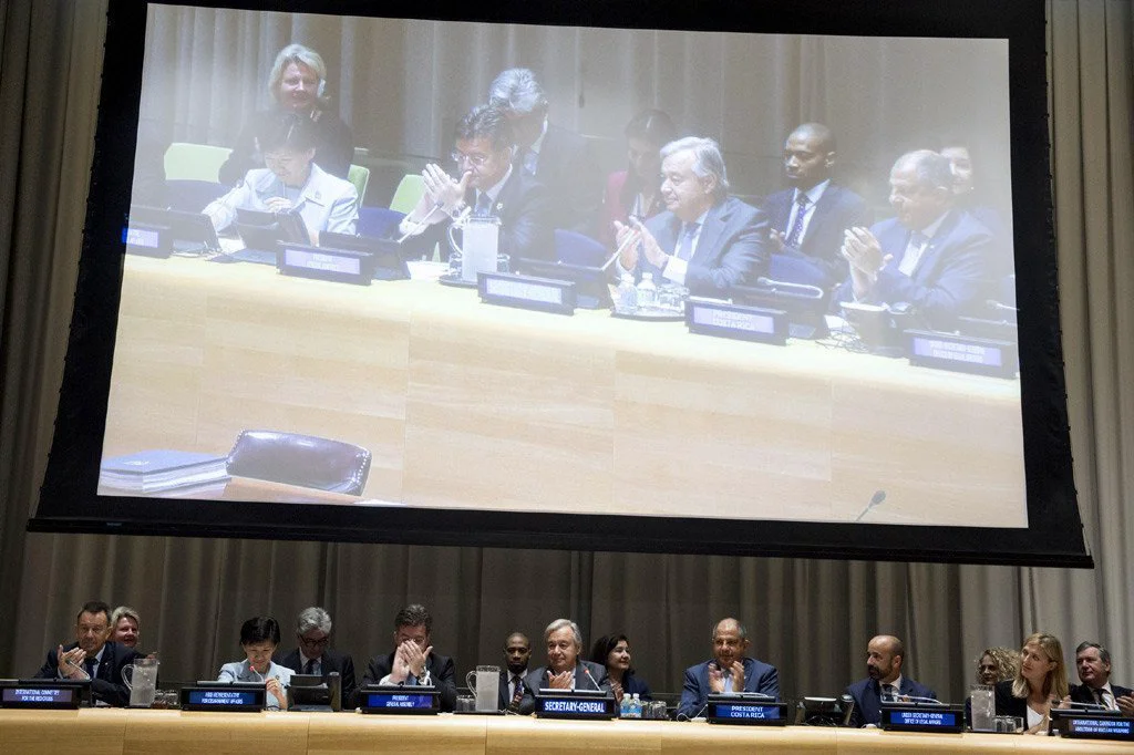 Signing ceremony for the Treaty on the Prohibition of Nuclear Weapons at UN Headquarters in New York on 20 September 2017. (file)