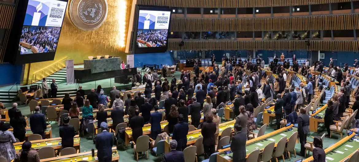A wide view of the UN General Assembly hall as members states commemorate the 31st mark of the 1994 Genocide against the Tutsi in Rwanda A wide view of the UN General Assembly hall as members states commemorate the 31st mark of the 1994 Genocide against the Tutsi in Rwanda
