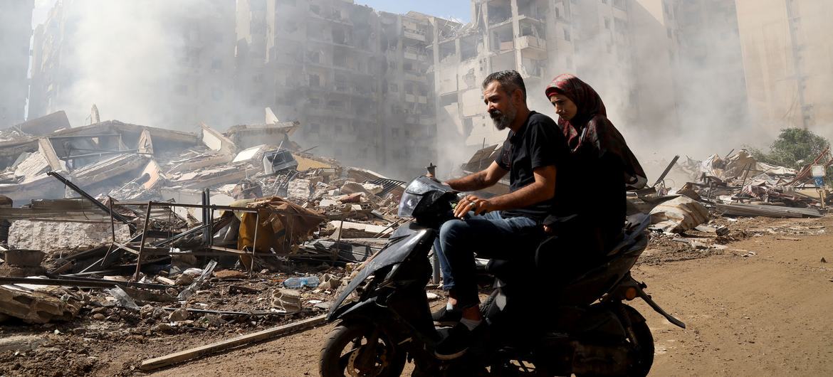 Buildings reduced to rubble in a neighborhood in southern Beirut. Buildings reduced to rubble in a neighborhood in southern Beirut.