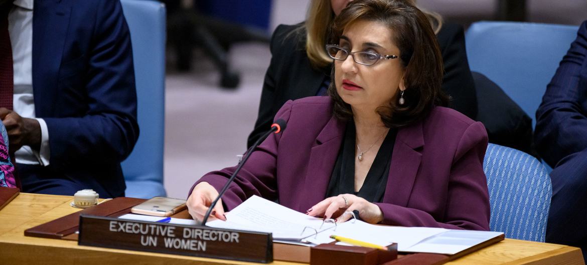 Sima Sami Bahous, Executive Director of UN Women, briefs the Security Council meeting on the situation in Somalia. Sima Sami Bahous, Executive Director of UN Women, briefs the Security Council meeting on the situation in Somalia.