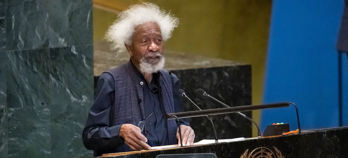 Wole Soyinka, playwright, poet and Nobel Laureate, delivers a keynote address to the commemorative meeting of the General Assembly to mark the International Day of Remembrance.