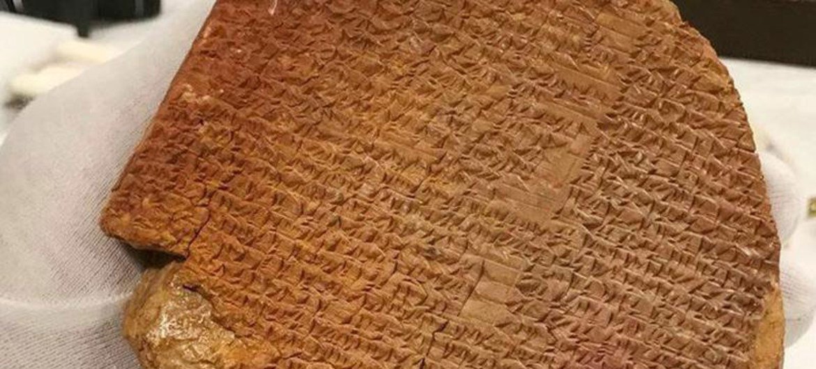 The Gilgamesh Tablet, a 3,500-year-old tablet from what is now Iraq, is one of the world's oldest works of literature. The Gilgamesh Tablet, a 3,500-year-old tablet from what is now Iraq, is one of the world's oldest works of literature.
