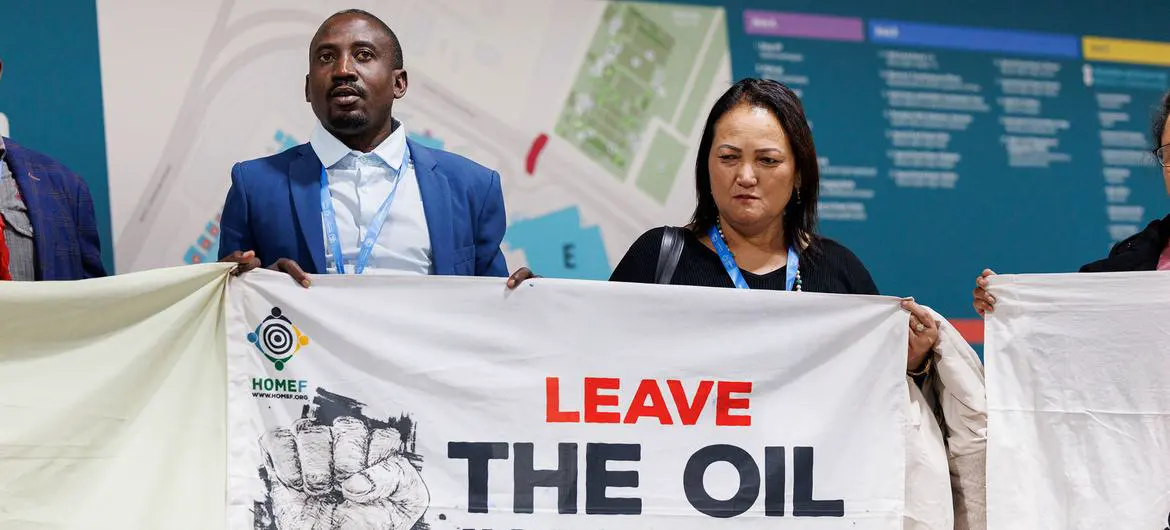 Activists protest against fossil fuels at COP29 in Baku, Azerbaijan. Activists protest against fossil fuels at COP29 in Baku, Azerbaijan.