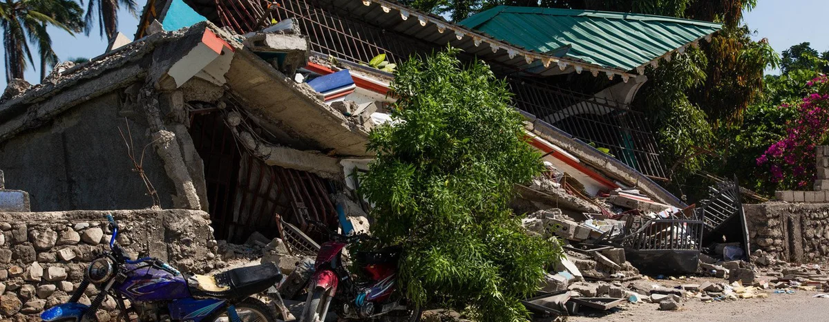 A hotel in Gele, Haiti, was destroyed after a 7.2 magnitude earthquake struck in 2021.