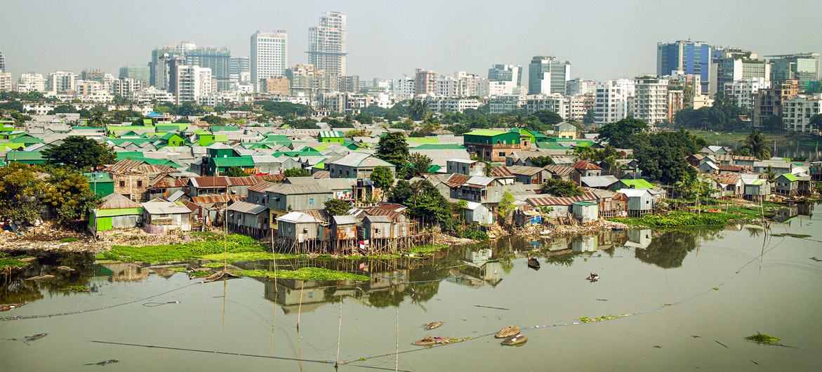 An informal settlement in Bangladesh's capital, Dhaka. An informal settlement in Bangladesh's capital, Dhaka.