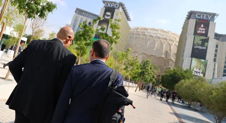 Delegates arrive at Expo City in Dubai for COP28.