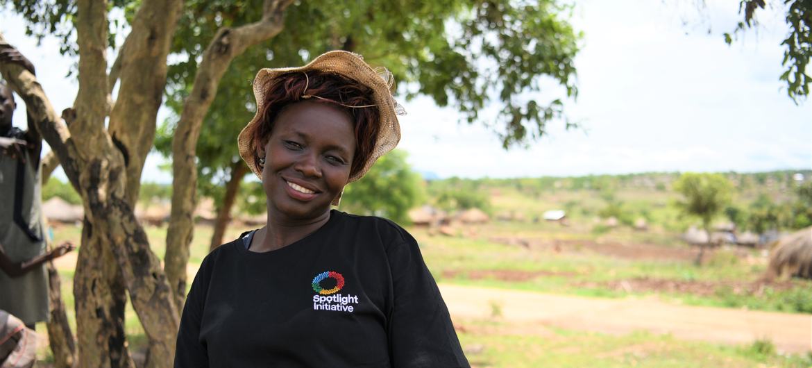 Rose Mary Tiep a beneficiary of a UN-backed support programme, in Omugo II Refugee Settlement, Uganda. Rose Mary Tiep a beneficiary of a UN-backed support programme, in Omugo II Refugee Settlement, Uganda.