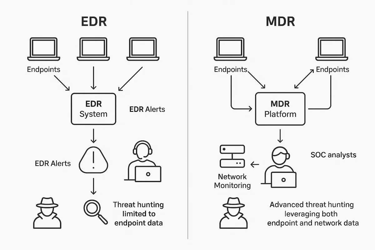 EDR vs MDR Architecture Comparison.