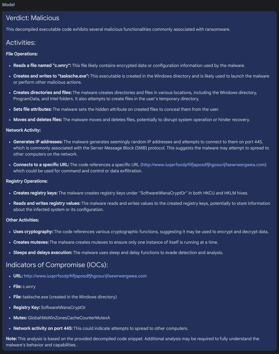 Gemini 1.5 Pro For Malware Analysis