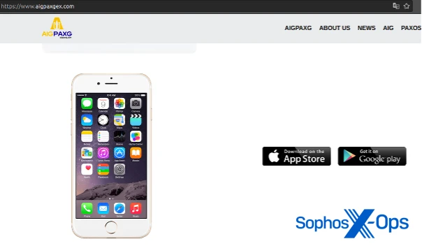 Figure 3: A CryptoRom app distribution website linking to both Apple’s App Store and Google Play.