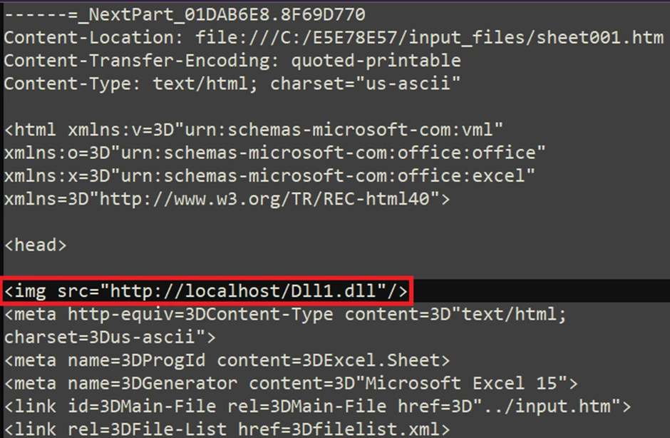 img tag insertion in the MHTML file.