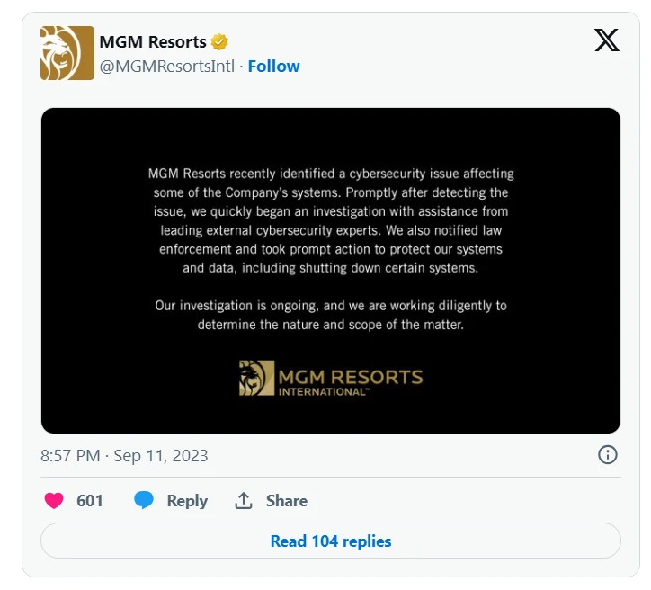 Cyber Attack MGM Systems