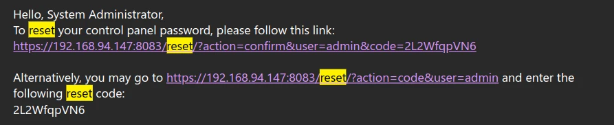 Generate a new code for the next password reset.