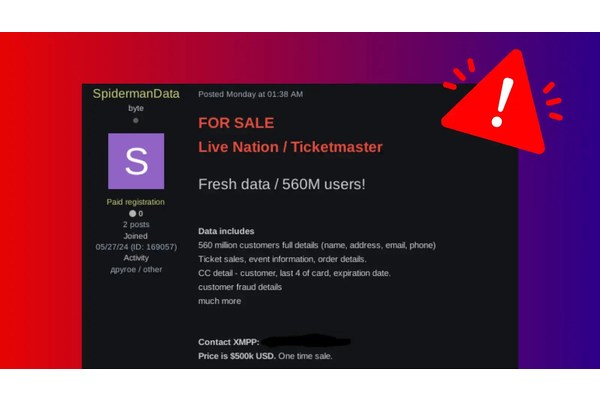 Hackers Claim Ticketmaster Data Breach: 560M User Details and Payment Card Exposed
